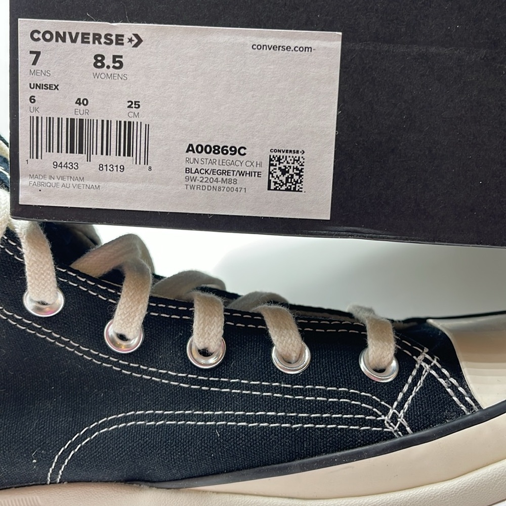 Converse WMNS RUN STAR LEGACY CX HI BLACK/EGRET/WHITE A00869C Platforms Sneakers - Picture 16 of 16